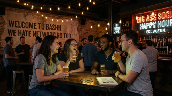 big ass social happy hour networking event in austin - AI generated art that is quite hilarious